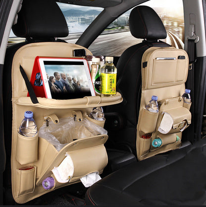 PU Leather Automotive Seat Back Organizer & Tray