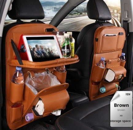 PU Leather Automotive Seat Back Organizer & Tray