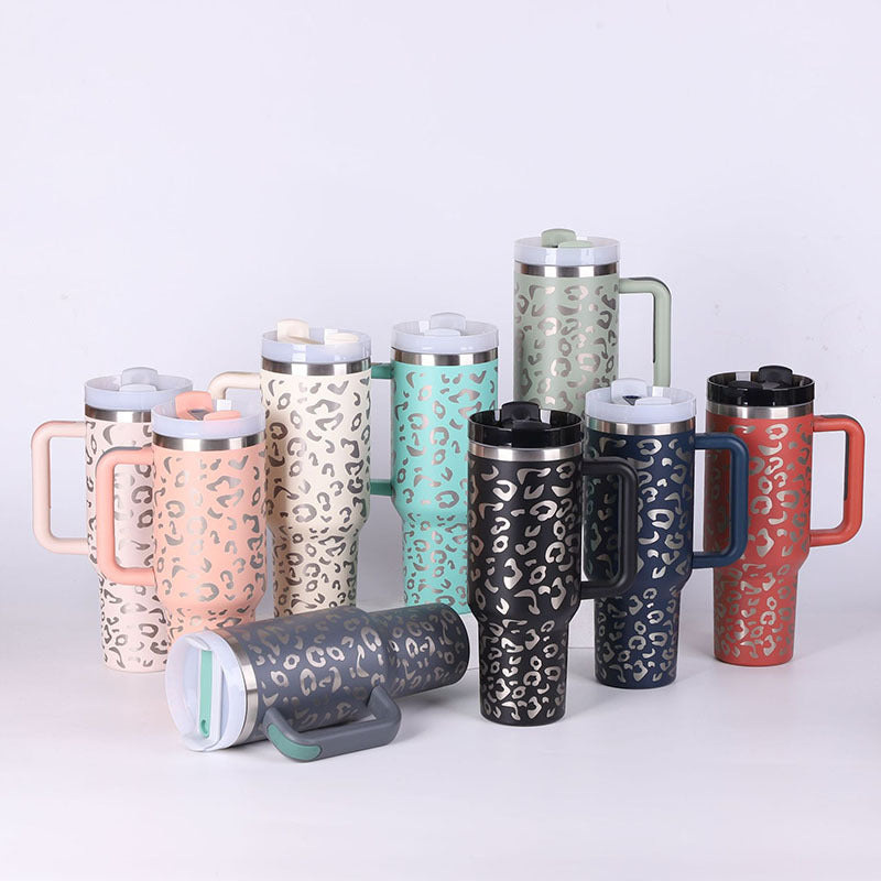 40oz Stainless Steel Insulated Tumbler with Handle & Straw