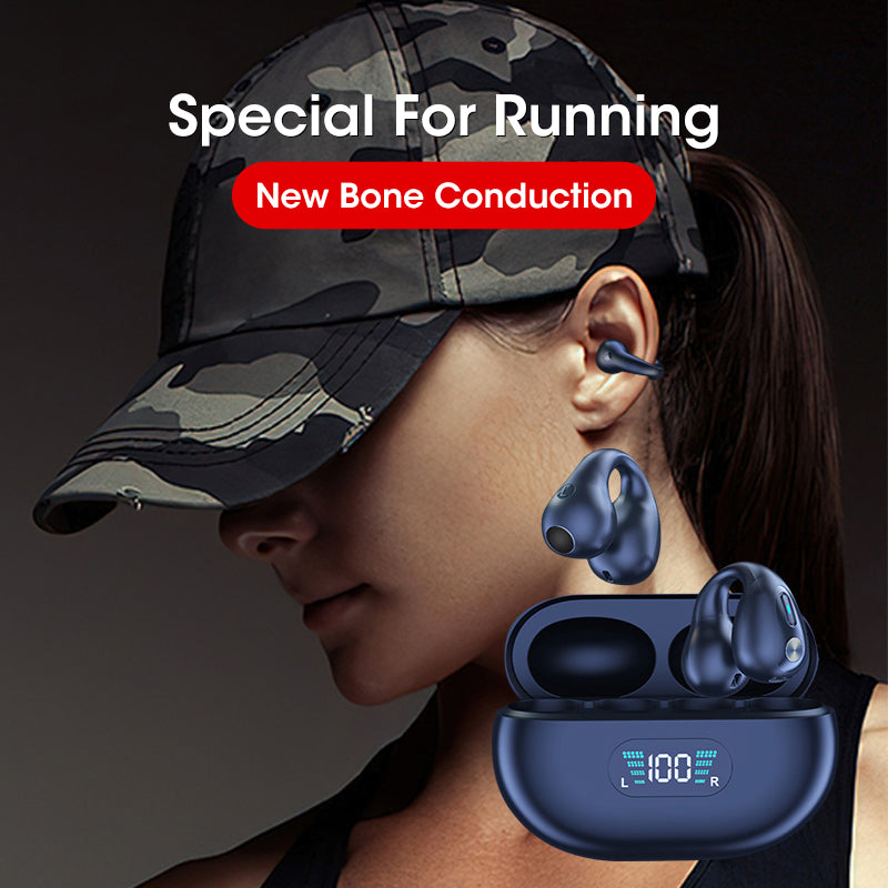Bluetooth 5.3 TWS Bone Conduction Earbuds – Touch Control & Bass
